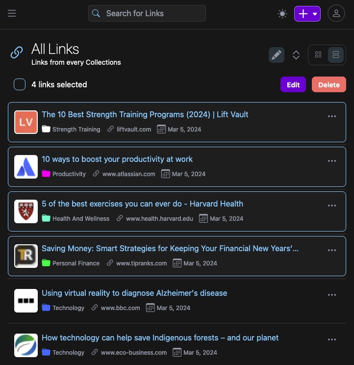 Bulk actions feature